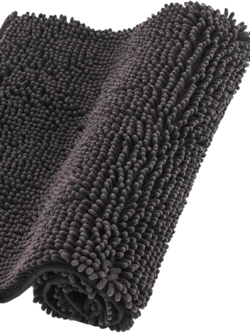 Chenille Bathroom Rugs Non Slip Bath Mat Quick Dry (Dark Brown, 24" x 40")